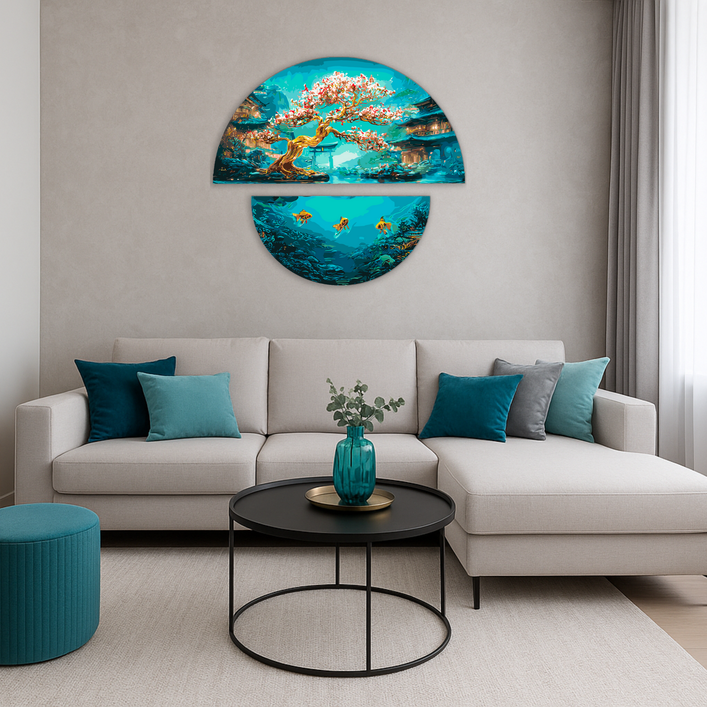 Maľovanie podľa čísel Krajina. Mágia dvoch svetov s metalickými farbami (polkruhy) 70×70 cm OSR 1011