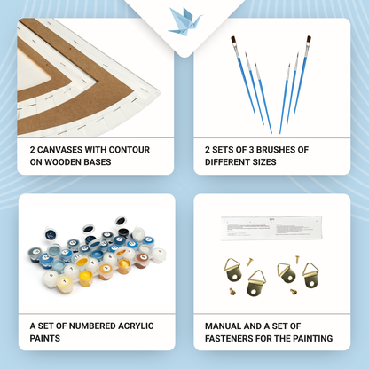 Maľovanie podľa čísel Krajina. Mágia prírody: pevnina a more s metalickými farbami (polkruhy) 70×70 cm OSR 1010